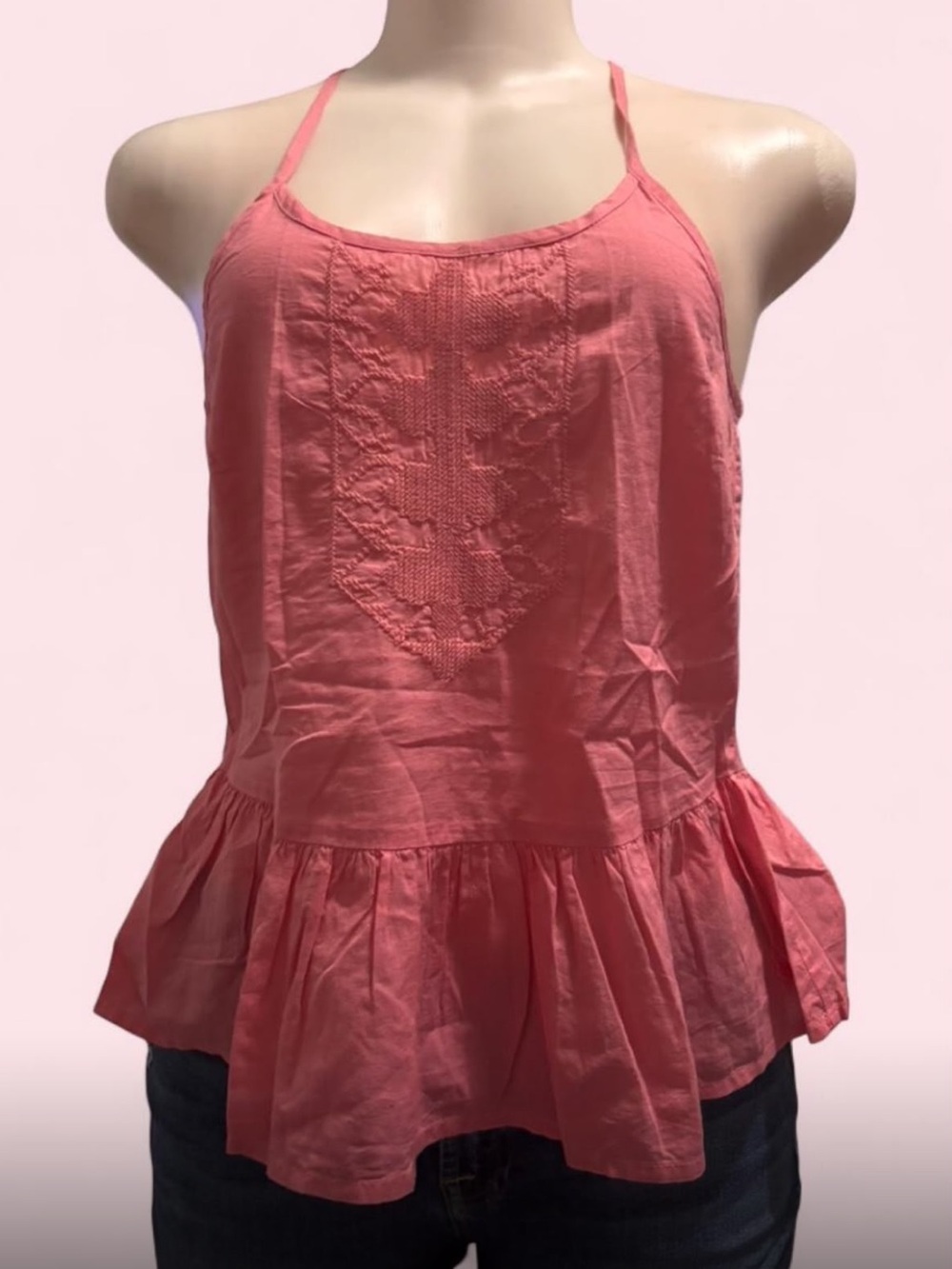 Jack Wills Coral Halter Peplum Camisole
